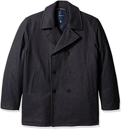 Nautica Men's Big and Tall Wool Peacoat, Charcoal, LT