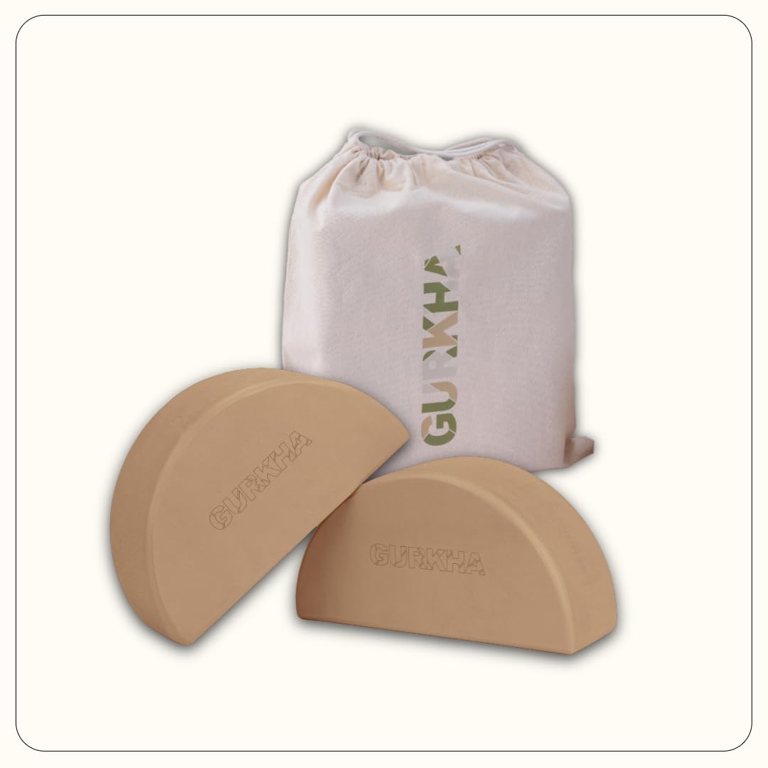 GURKHA Crescent™ Yoga Block + Carry Bag |Set of 2 | Contoured Support for Deeper Stretches, Hip Opening & Joint Comfort | Rehab, Deep Stretching & Adaptive Joint Comfort| Sweat-Resistant (Raw Earth)-picture-42