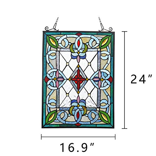 COTOSS Stained Glass Window Hangings, Victorian Stained Glass Panel, Tiffany Window Panel Hanging, Tiffany Glass Panel, Suncatcher, Tiffany Style Window Hanging