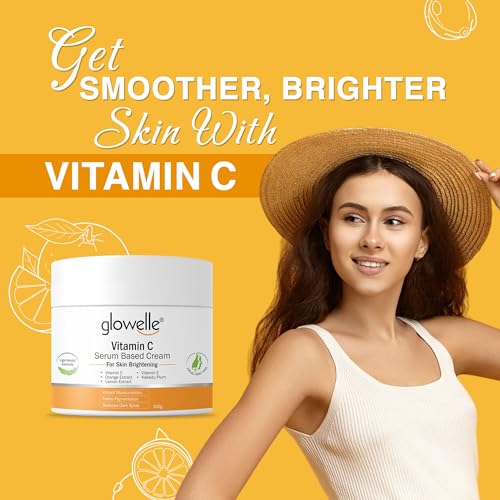 Image of Glowelle Vitamin C Serum-Based Cream for Skin Brightening | Fades Pigmentation, Dark Spots & Reduces Dullness | For Women & Men | 100g