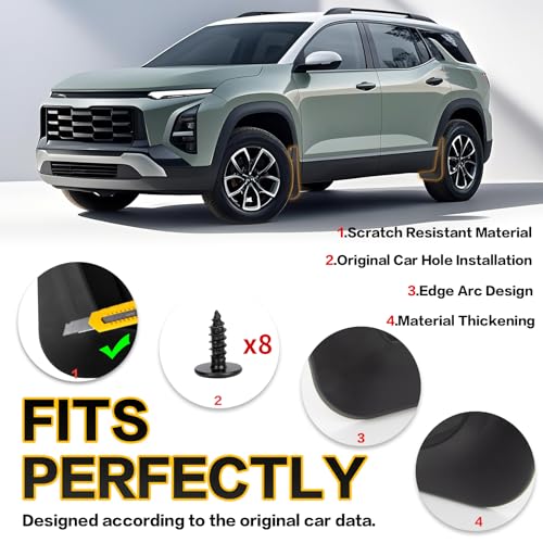 Image of PSLER Fit for Equinox ACTIV /LT /RS 2024 2025 Mud Flaps Set of 4PCS Mud Guard Kit Splash Guards Mudguards Mudflaps with Hardware Kits Front and Rear for Equinox Accessories（Not for EV Model）