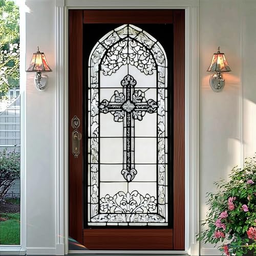 Película de ventana decorativa con diseño gótico de cruz miniatura 6