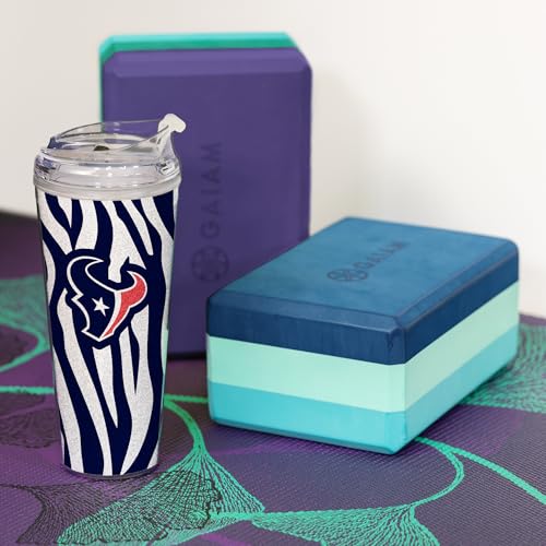 Image of Rico Industries NFL Football Glitter 24oz Acrylic Glitter Tumbler with Hinged Lid, Officially Licensed Double Wall Tumbler with Straw