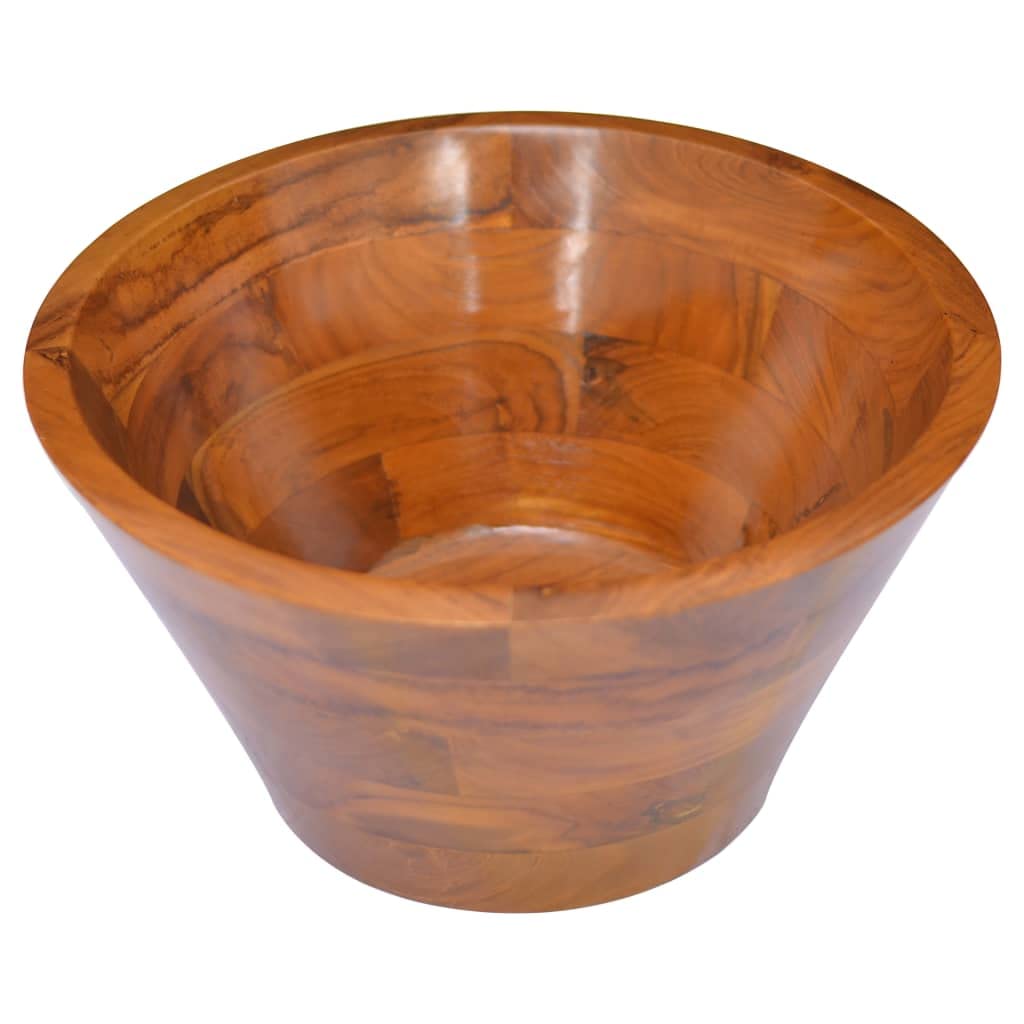 Lavabo in legno di teak massiccio con diametro di 40 x 20 cm, per bagno, salvaspazio, facile da pulire, adatto per ristrutturazione, montaggio a parete o sopra