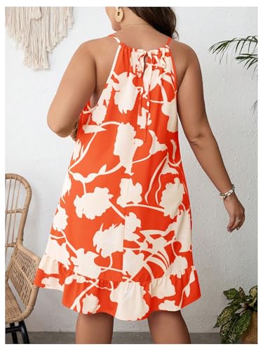 Image of Floerns Women's Plus Size Sleeveless Floral Print Halter Neck Cami Summer Dress