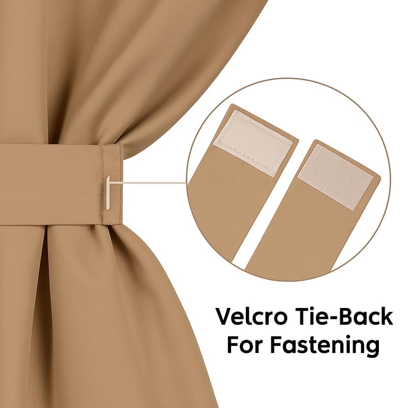 Vendola Blackout Window Curtains 5 Feet Long Set of 2 Curtains with Tie Back, Parda Windows, Solid Curtains for Living Room, Bedroom, 80-85% Blackout (5 Feet, Wallnut Whisper, Beige Colour) 4