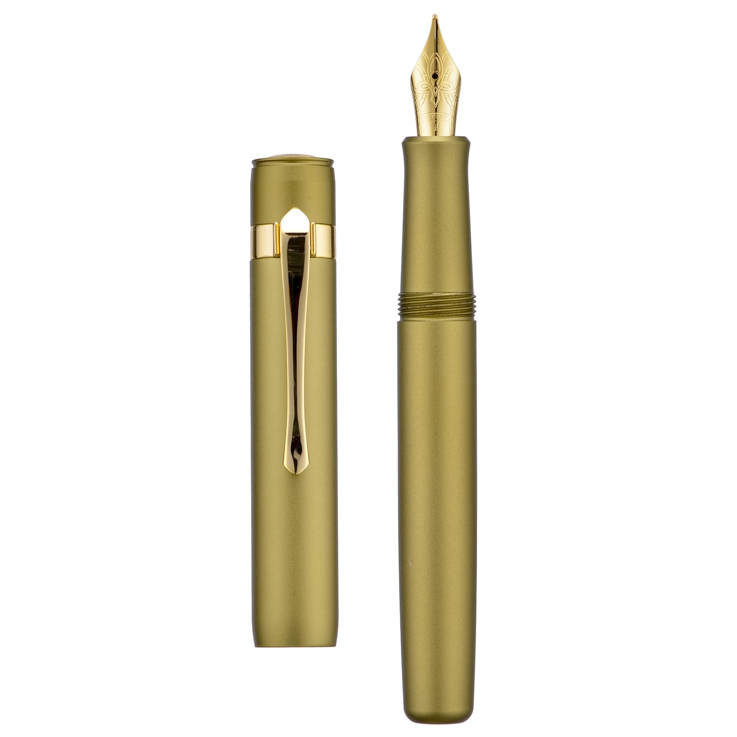 Hongdian M2 Black Forest Mini Fountain Pen, Bent Nib & Sleek Shape Aluminium Short Pocket Travel Pen (Olive Green) - Image 4