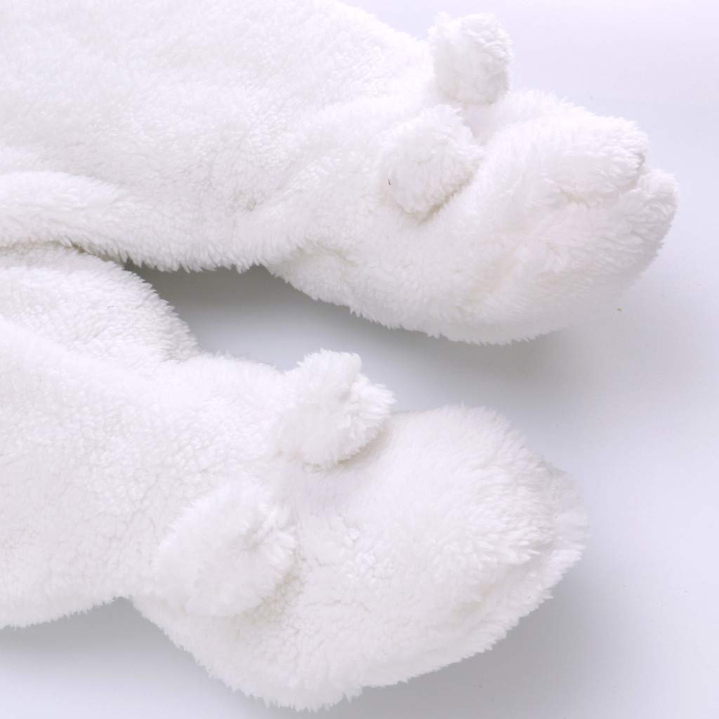Tutina Invernale da Neonato Tutine da Neonato, Bambino e Bambina Tuta Intera con Cappuccio, Set di Tutine da Neve per Bambini Spesse e Calde,Bianco 0-3 Mesi
