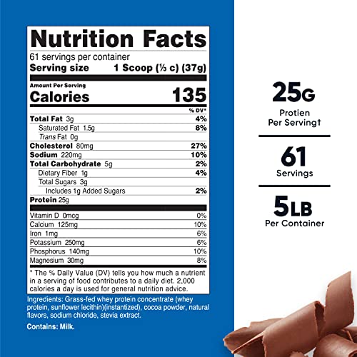 Nutricost Grass-Fed Whey Protein Concentrate (Chocolate) 5Lbs - Undenatured, Non-Gmo, Natural Flavors #TOP1