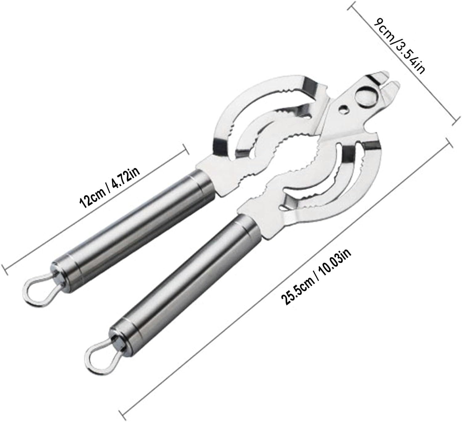 Apriscatole Multifunzione 4 In 1 - Acciaio Inossidabile - Per Barattoli, Bottiglie E Noci - Argento - Foto 7