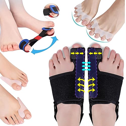 XOPOZON Alluce Valgo Correttore, Tutore Alluce Valgo Set, Correttore Alluce Valgo Donna Uomo, 2x Alluce Valgo 2x Separatore di dita 2x Distanziatore Dita Piedi 1x Fascia Per Esercizi Per Alluce Valgo
