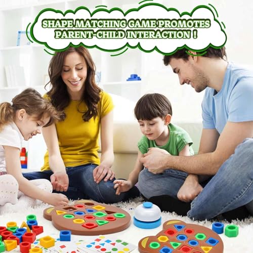 Image of Geometric Shape and Color Matching Puzzle Board Game with Bell for Kids 3+ Years | Sensory Educational, Fun and Learning Toy (Geometric Shape and Color Matching Puzzle Board Game with Bell for Kids)