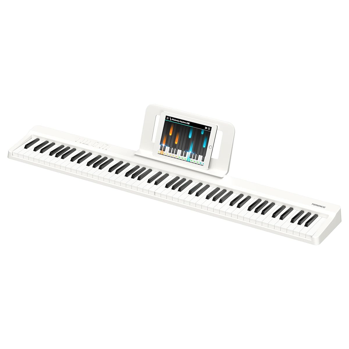 TERENCE E Piano 88 Tasten Weiß, Keyboard Piano mit Halbgewichtet, Faltbares Klavier mit Aufnahme und Bluetooth-Unterstützung, mit Pedal und 4-Einheiten-Lautsprecher, Bevorzugte Wahl für Anfänger