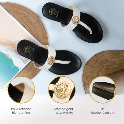 Image of JATAREA Slip-On Flat Toe Post T-Strap Sandals for Women