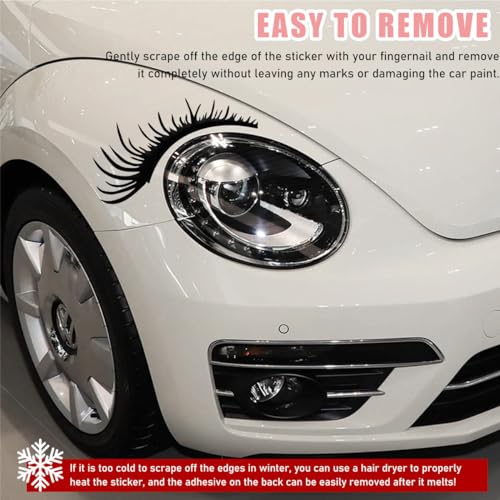 Image of Ohleats 2PCS Car Headlight Eyelash Stickers, Funny Cute Fake Eyelashes Bumper Window Decal, Waterproof Decoration Sticker for Auto Body Headlamp, Universal Exterior Car Accessories (Black)