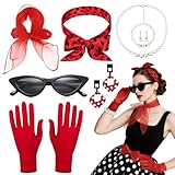 Bryndo 8 Stück Rockabilly Accessoires 50er Jahre-Red