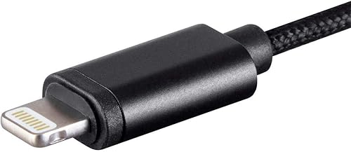 Miniatura 3 de Monoprice Cable USB y Lightning  Adaptador de audio Lightning a 0.138 in certificado MFi  Negro  Nylon trenzado, funciona con cualquier dispositivo