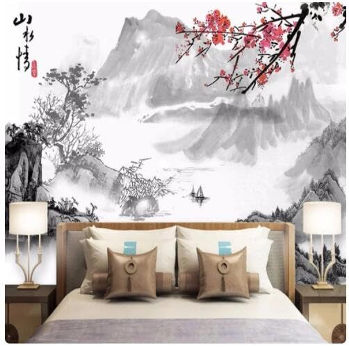 Fresque murale peinture à l'encre pour un salon zen et élégant
