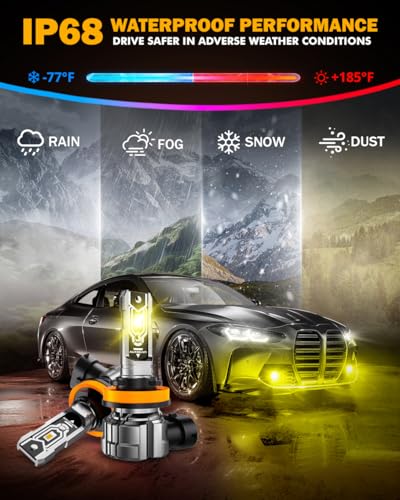 Image of Auxbeam Q5 Series H11 H8 H9 Fog Lights Golden Yellow Offroad Lights 10000LM | 400% brightness, quick installation, all in one design, fanless, quiet, plug and play, 3000k golden yellow