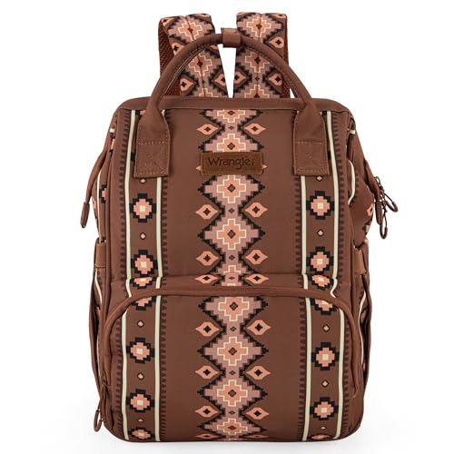 Image of Montana West Wrangler Diaper Bag Backpack Aztec Travel Backpack Purses Western Multi-Function Baby Bags for Mom with Waterproof Insulated Pockets