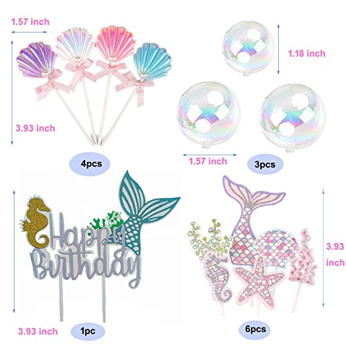 Mermaid Cake Topper, Mermaid Cake Toppers For Girls 2 3 4 5Th Birthday 14Pcs Set For Baby Shower Little Mermaid Happy Birthday Under The Sea Party Supplies Cake Cupcake Toppers Decorations … #TOP2