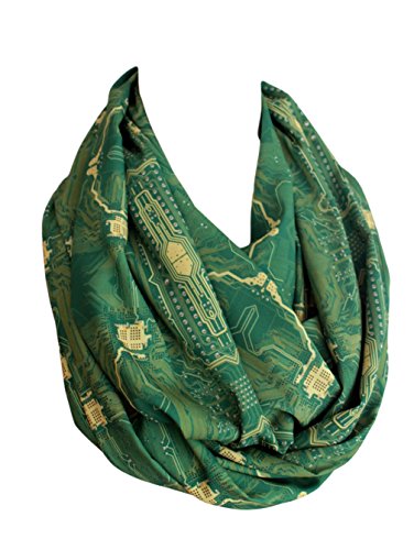 Etwoa PC Circuit Board Green Infinity Scarf Circle Loop Scarf
