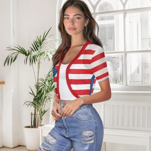 Image of Women's Shrug Short Sleeve Bolero Open Front Knit Party Tulle Cardigan Cropped Cardigan Shoulder Cover Up