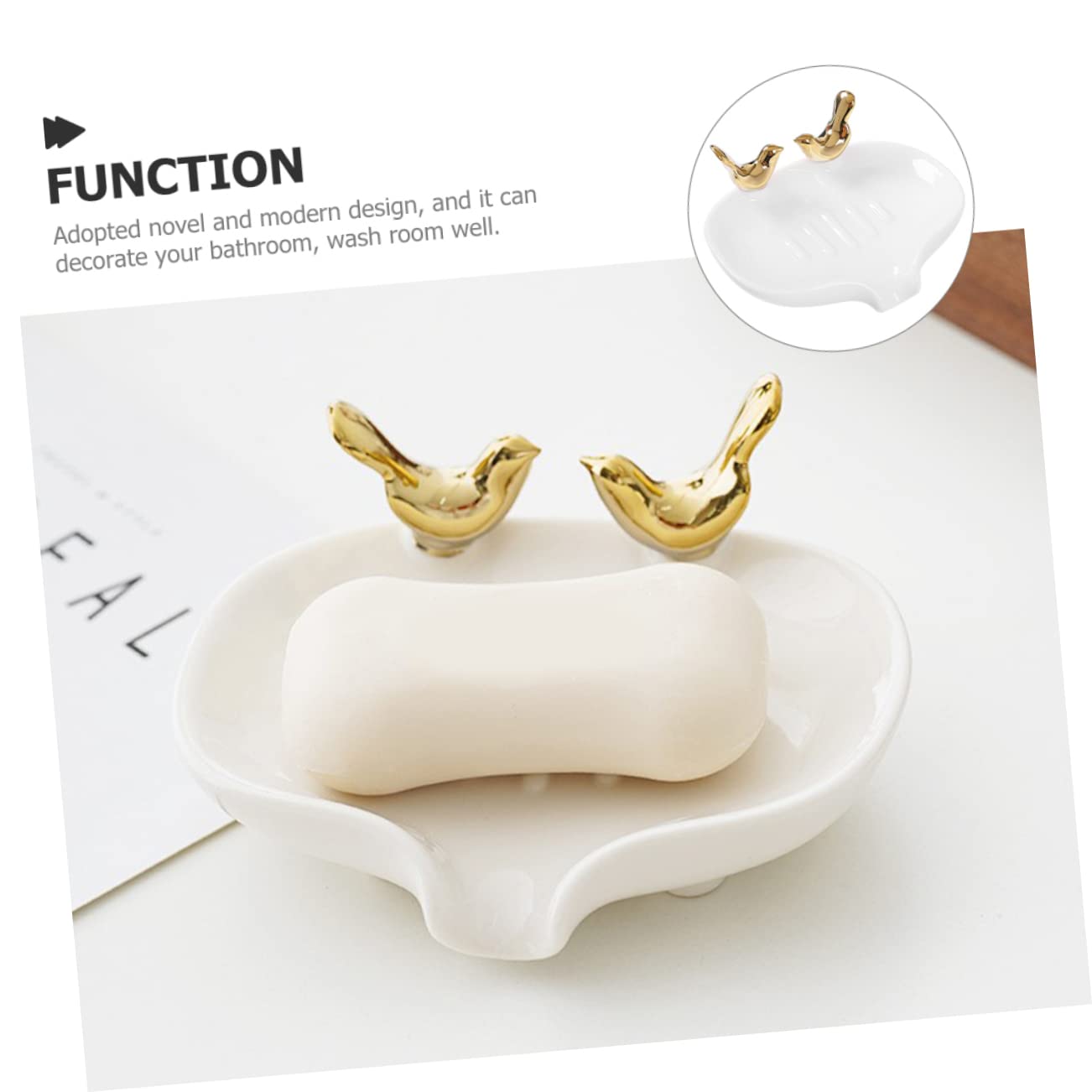 Soporte De Cerámica con Escurridor Jabonera De Diseño De Pájaro para Baño y Cocina