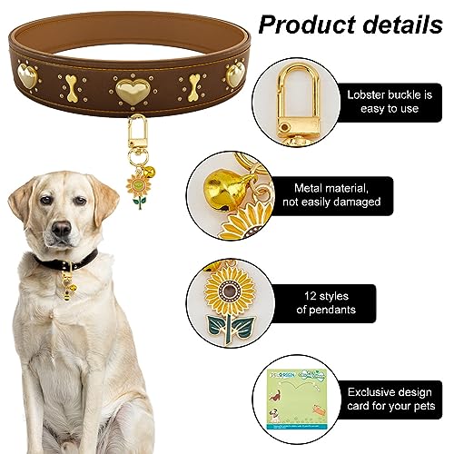Delorigin HJEW-PH01657-US28 12Pcs Cat Dog Collar Bells, Enamel Bees Sunflower Bell Charms thumb #2