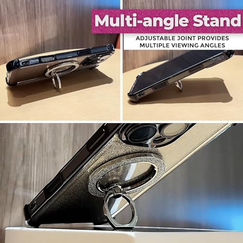 Image of Regor Pink Glitter Magnetic Holder & Stand | Magnet Ring | Foldable Mobile Phone Stand | Glitter Ring Holder | Metal Grip for Selfie & Hands-Free Use