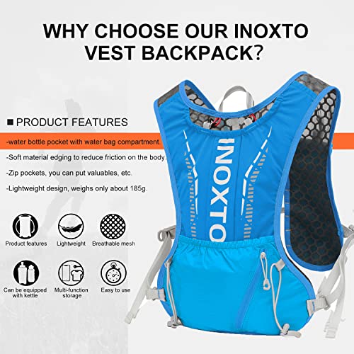 Image of INOXTO Hydration Vest Backpack, Lightweight Running Water Vest With 1.5L Bladder Bag for Hiking, Trail Running, Cycling, Marathon - Daypack for Women Men