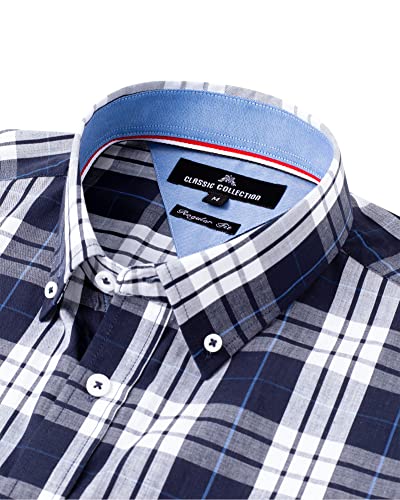 Alimens & Gentle Men's Plaid Button Down Shirts Cotton Long Sleeve Dress Shirts Regular Fit Gingham Shirts - Image 4