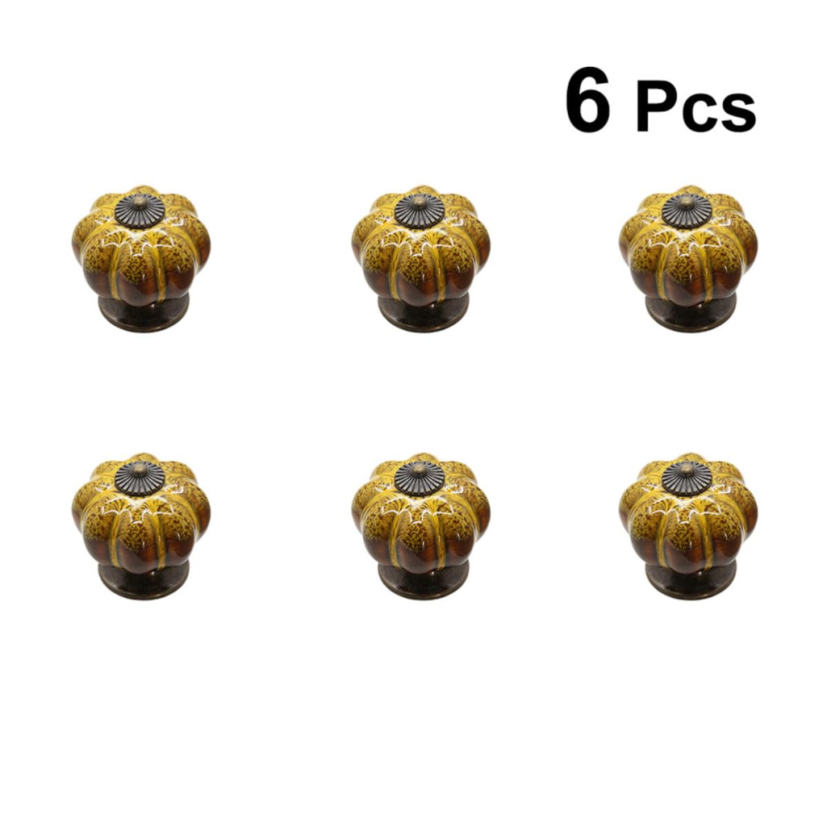 SOLUSTRE 18 Pollici Pomello per Mobili in Ceramica a Forma di Zucca, Maniglia per Armadio Classica Motivo Elegante, Resistente e Decorativa per Cassetti e Mobili