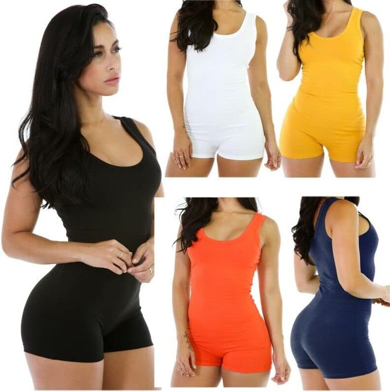 Boolavard Short Romper Jumpsuit Leotard Sleeveless Top Women Stretch BlouseLady Bodysuit - Image 4
