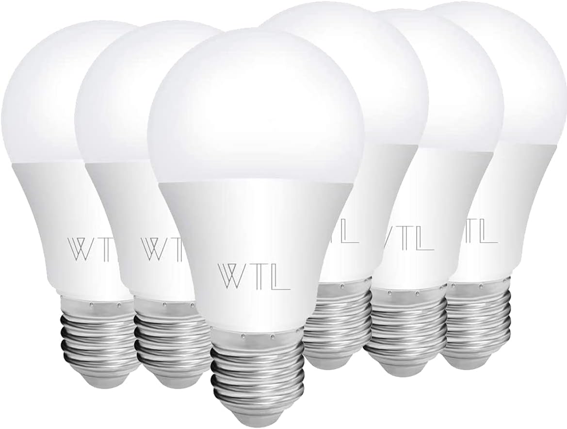 WTL 6 Pack A19 LED Light Bulbs, 9W(60W Equivalent), Non-Dimmable, E26 Medium Base, Warm White 2700k for Home, Living Room, Bedroom & Commercial Lighting
