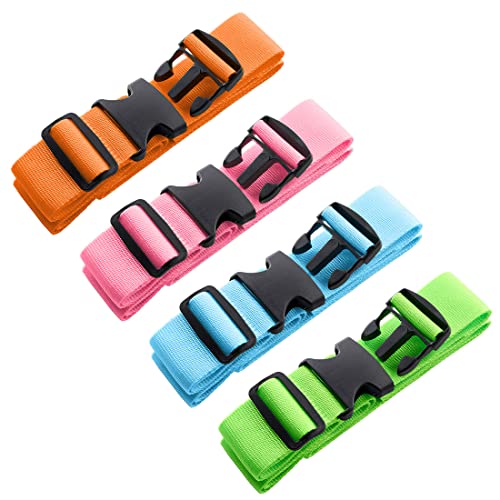 Image of 4pcs 74″x2″Luggage Straps for Suitcases,Adjustable Suitcase Straps and Heavy Duty Strap Buckle Packing Straps Travel Accessories,Multicolor