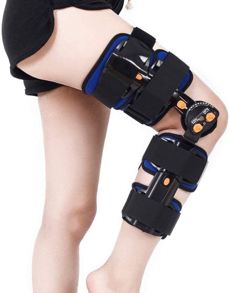 Rodillera transpirable ajustable con bisagras, férula de rodilla postoperatoria, soporte de articulación de rodilla para rodilla izquierda y derecha para hombres y mujeres