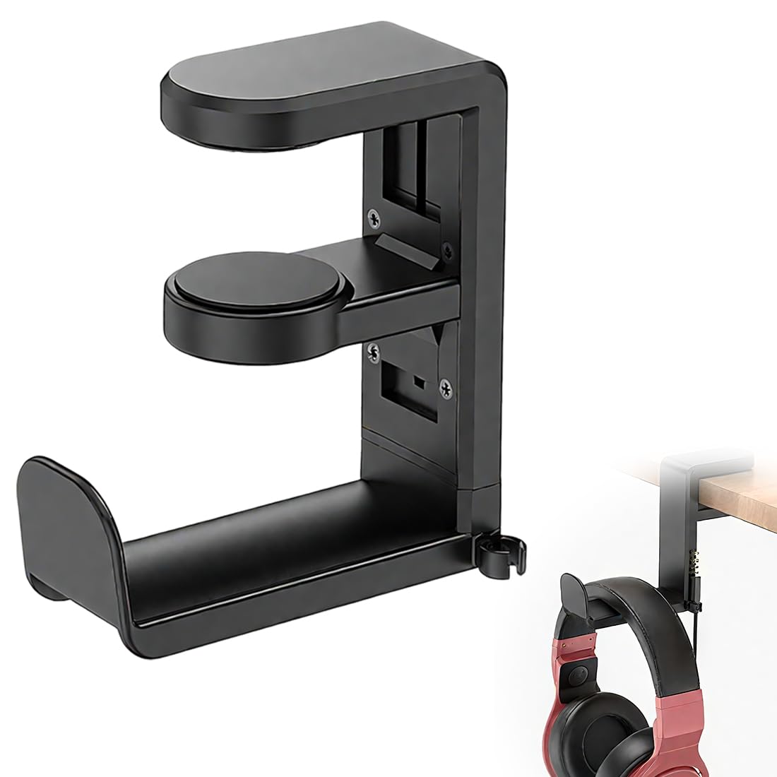GXGM Supporto Per Cuffie da Scrivania, Gancio Borsa da Tavolo, Organizzatore per Accessori (Nero)