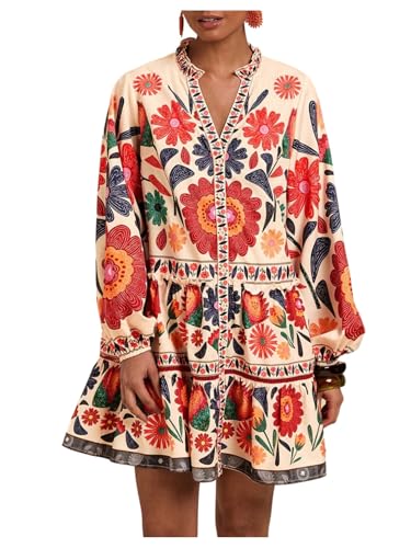 SOLY HUX Women's Floral Print Summer Short Dresses Boho Beach