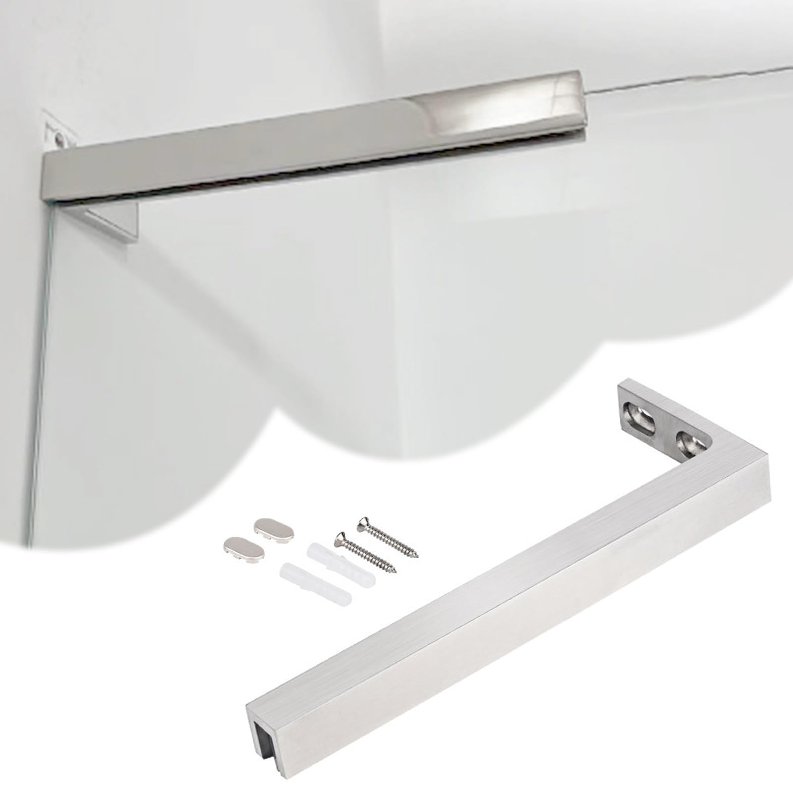 Barra estabilizador de ducha base estabilizadora en L para mampara de cristal de pared izquierda