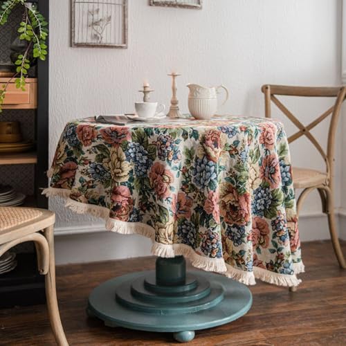Nappe à imprimé floral coton polyester pour dîner à la maison
