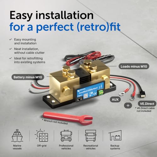 Image of Victron Energy SmartShunt Battery Monitor (Bluetooth) - Victron Smart Shunt - 6.5V-70V, 2000 amp