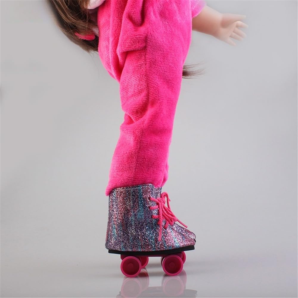 Pattini a rotelle per Bambola da 18 Pollici, Scarpe da Pattinaggio su Ghiaccio per Bambola Americana da 46 cm, Accessori per Costume (#F)