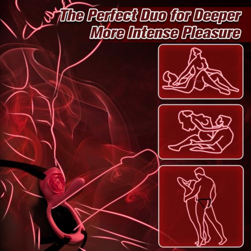 Image of Strap On Vibrating Penis Sleeve G Spot Dildo Vibrator, Male Penis Sex Toy | Couples Rose App Remote Control Wearable Vibrator for Men Women Adult, Clitoris Cock Massager, Kinky Quiet BDSM Bondage