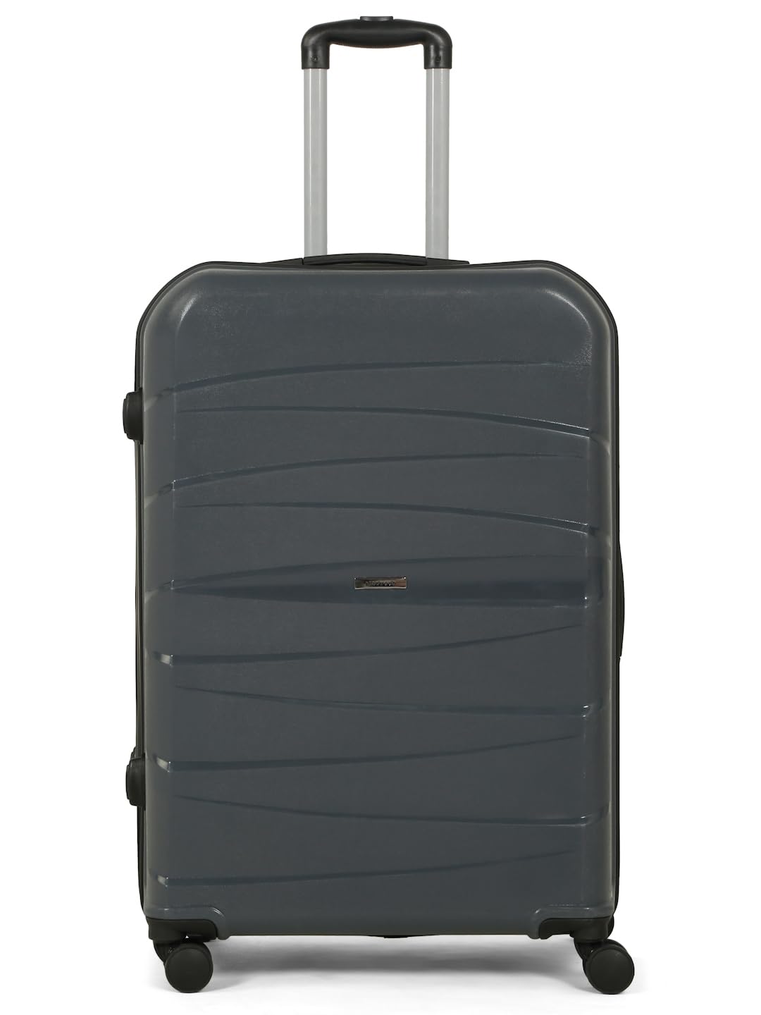 Teakwood Large Check in Size 8 Wheels Trolley Bag, Hard Cabin with Zipper Closure, Adjustable Push Button & TSA Lock System 360 Degree (Large, Grey)