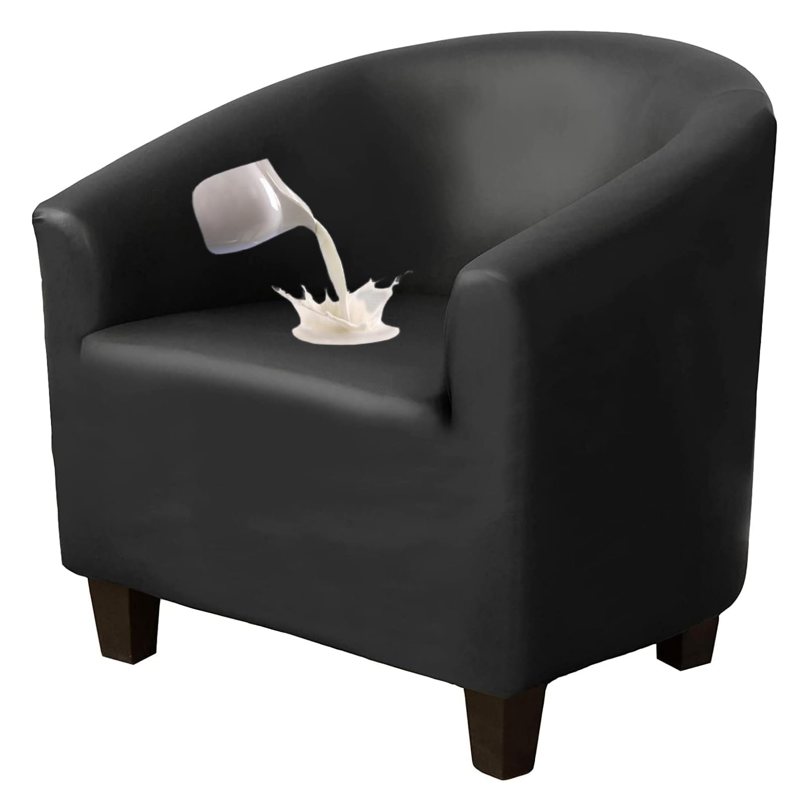 Funda de sillón club elástica de piel sintética negra para sillón barril
