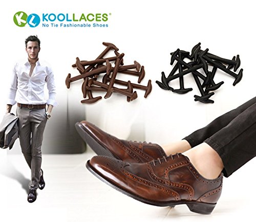 Koollaces No-Tie Elastic Slip-On Dress Shoelaces, Silicone Patented Anchor Type