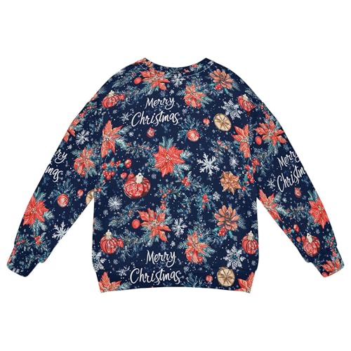 JUNZAN Christmas Navy Blue Snowflakes Pine Cone Kids Boys Pullover Hoodie Crewneck Kids Hoodies Boys Sports 4T2