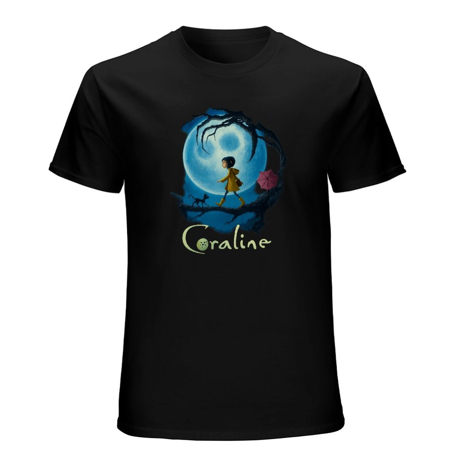 Huachenyu Unisex Black Coraline Movie Men's T-Shirt Tee Shirt M