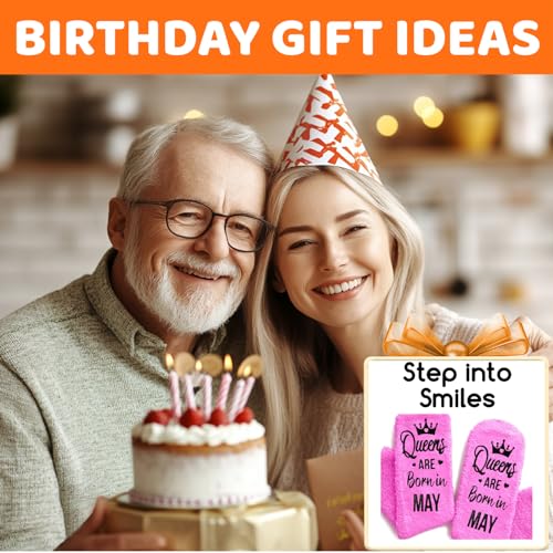 Image of HAPPYPOP Birthday Gifts Ideas for Women - January February March Birthday Socks in Pink